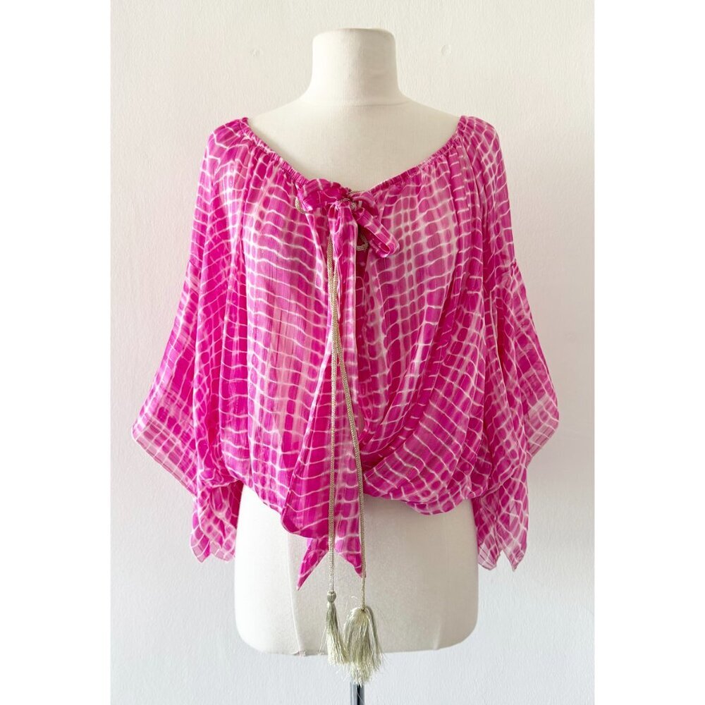 CASTING France Art-to-Wear Pink Sheer Chiffon Blouse Size 2